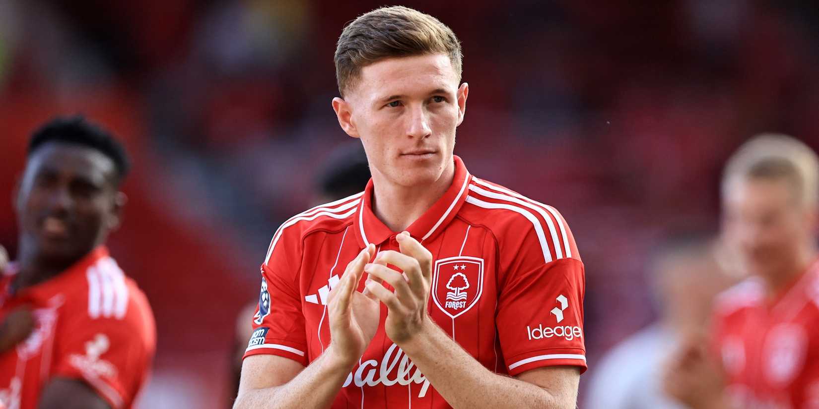 Nottingham Forest's Elliot Anderson applauds their fans after the match