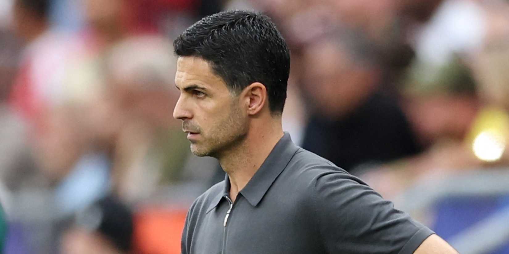 Arsenal manager Mikel Arteta looks on