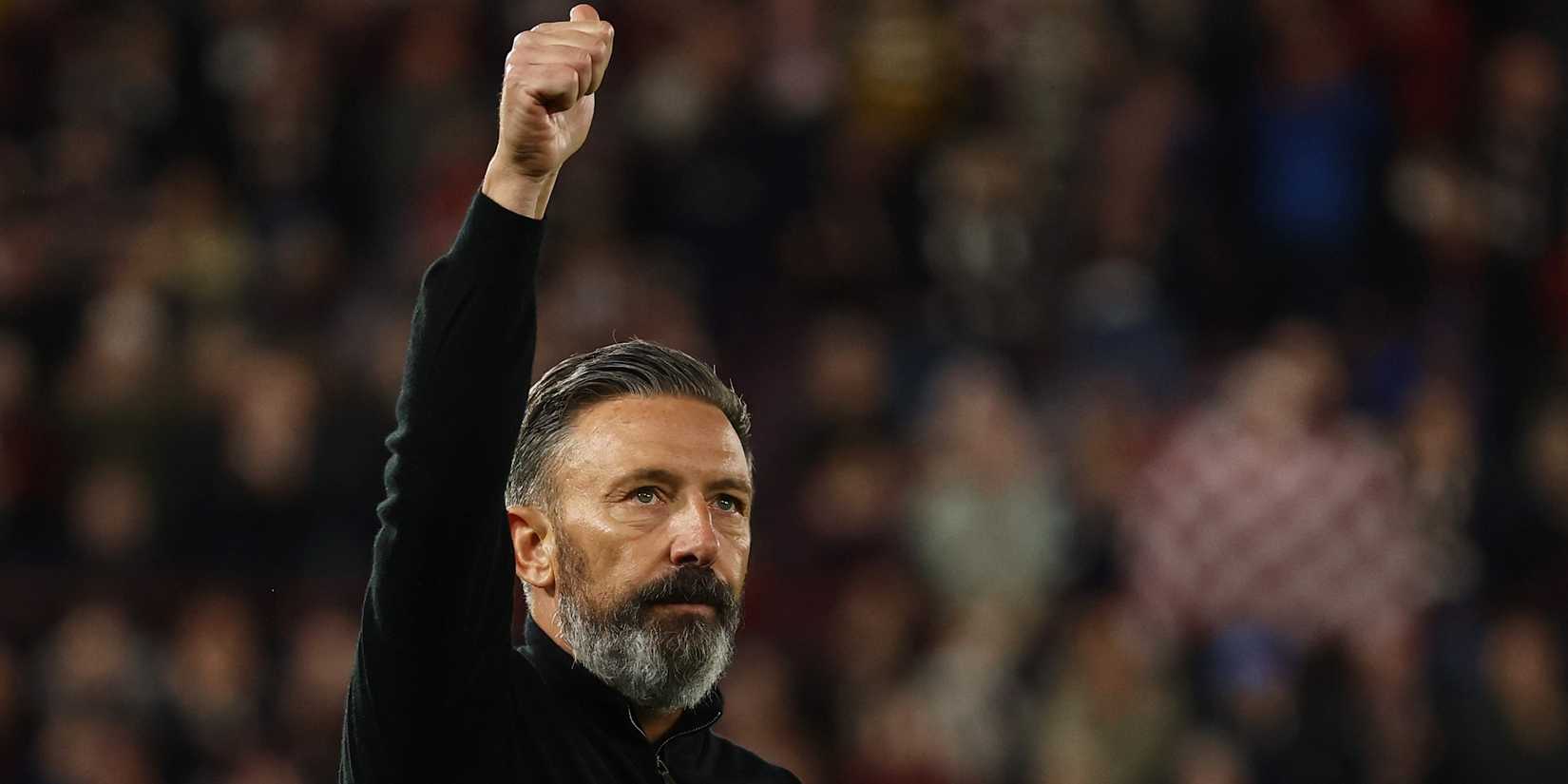 Derek McInnes celebrates after the match