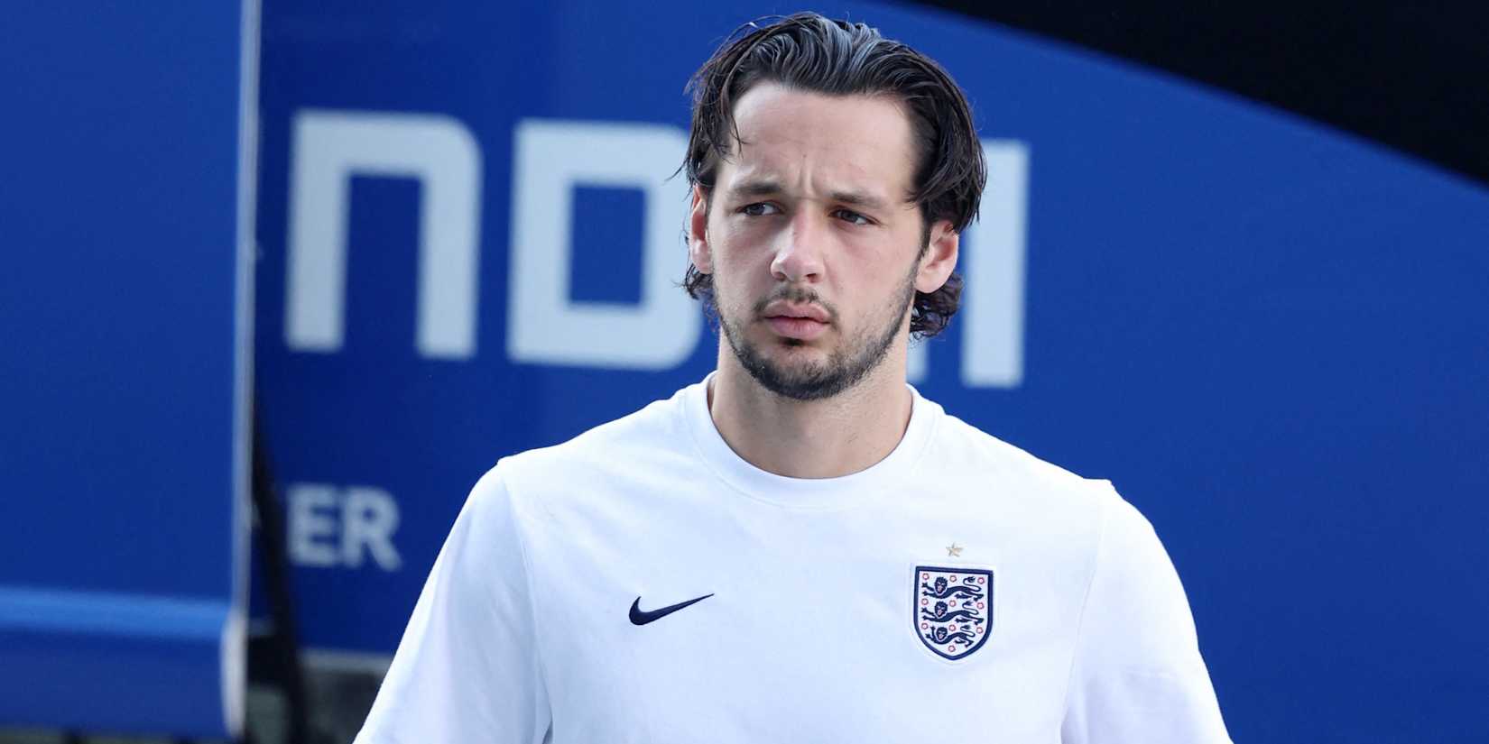 England's James Trafford arrives at the stadium before the match 