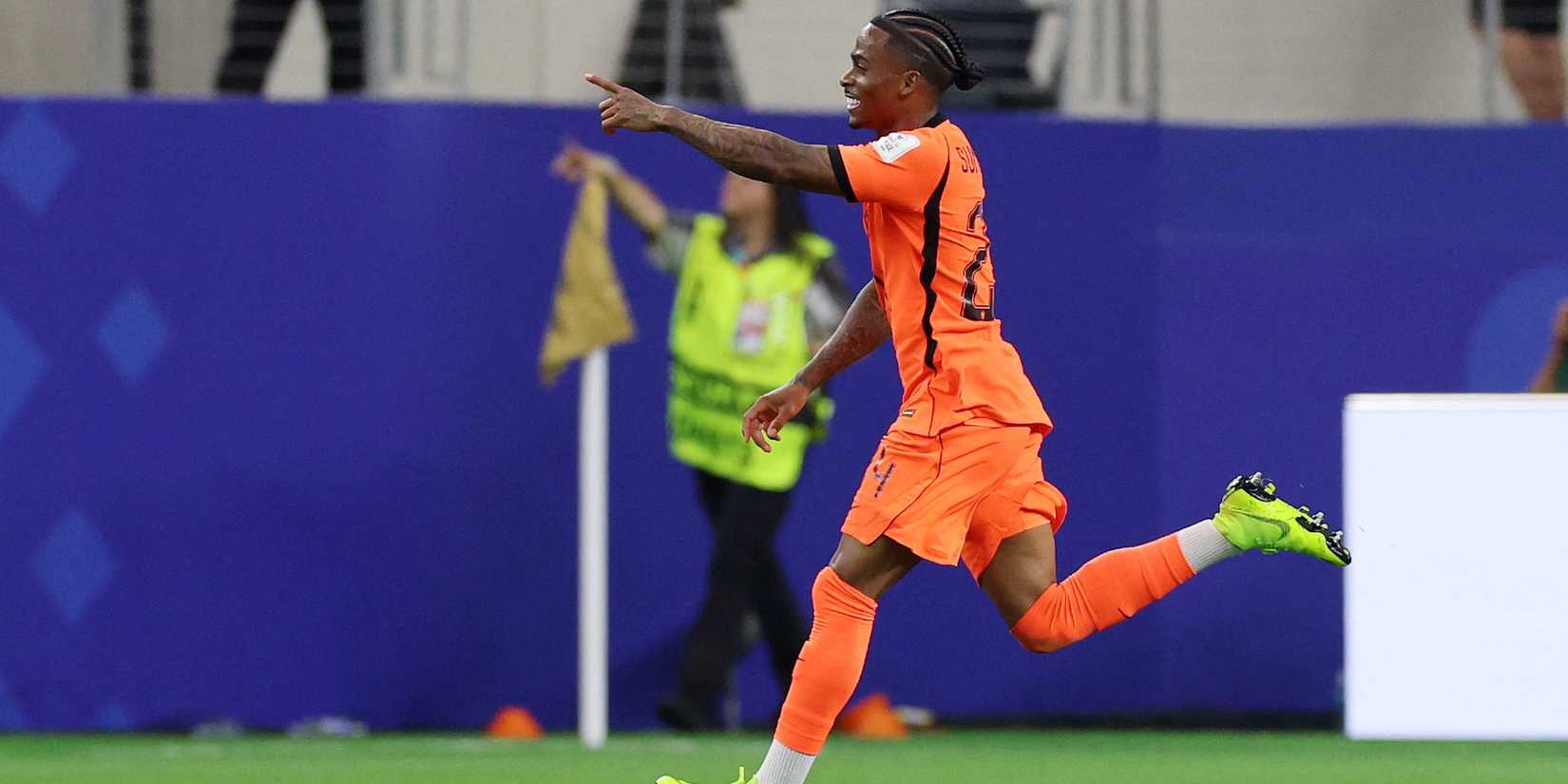 Netherlands' Crysencio Summerville celebrates scoring their second goal