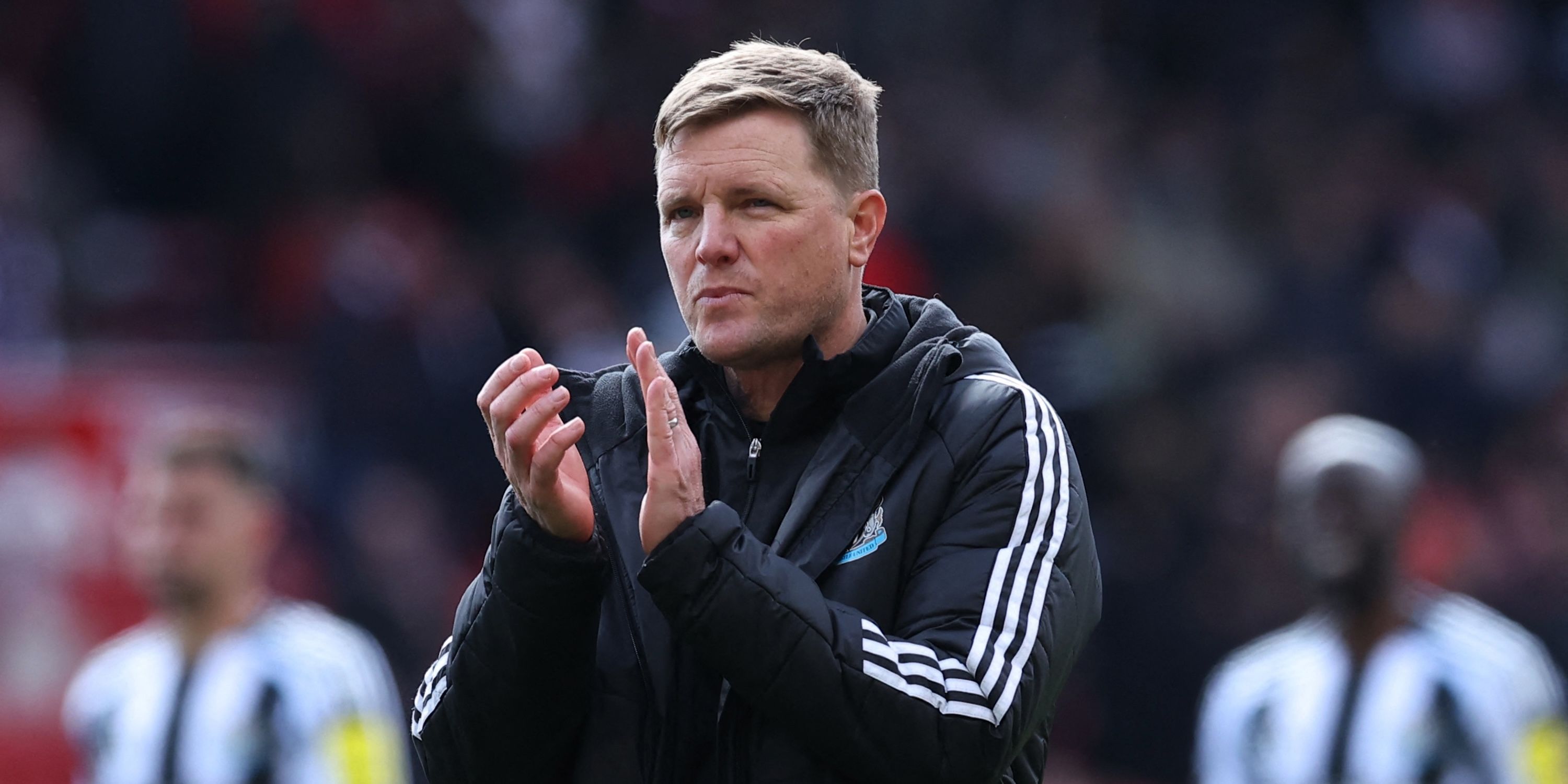 Newcastle United manager Eddie Howe reacts after the match