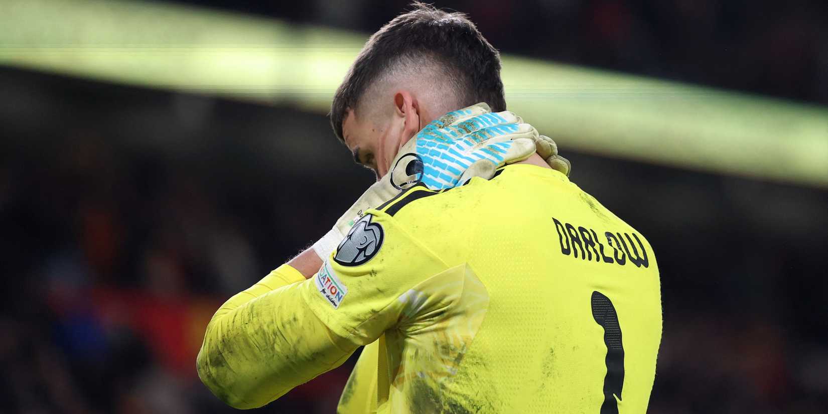 Wales' Karl Darlow looks dejected after the match