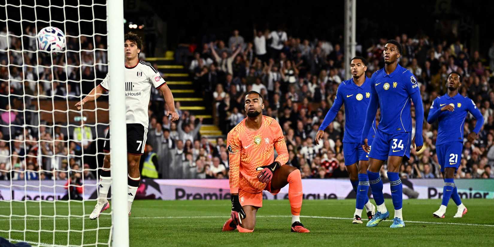 Fulham's Gonzalo Garcia scores their second goal past Chelsea's Robert Sanchez