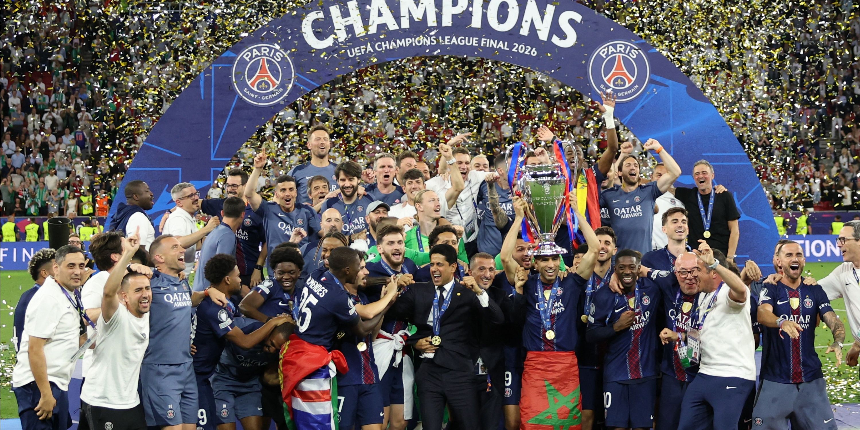 psg celebrate winning champions league 25/26