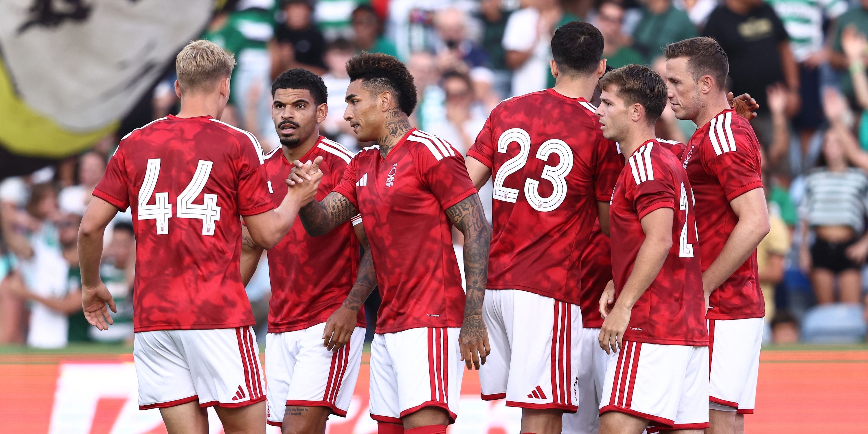 Nottingham Forest's Igor Jesus celebrates scoring their first goal with teammates