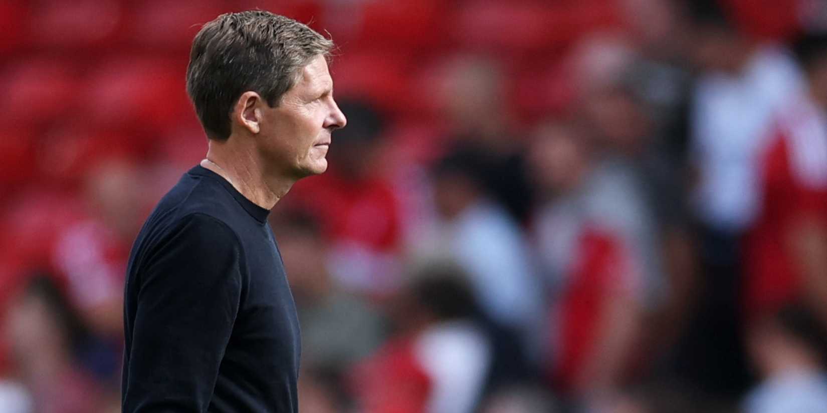 Nottingham Forest manager Oliver Glasner looks dejected after the match