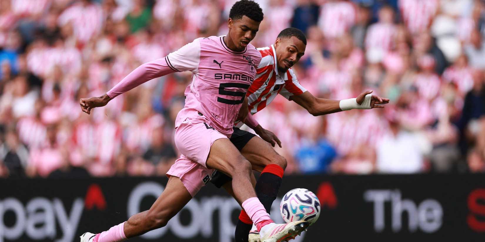 Sunderland's Wilson Isidor in action with Stade Rennes' Abdelhamid Ait Boudlal