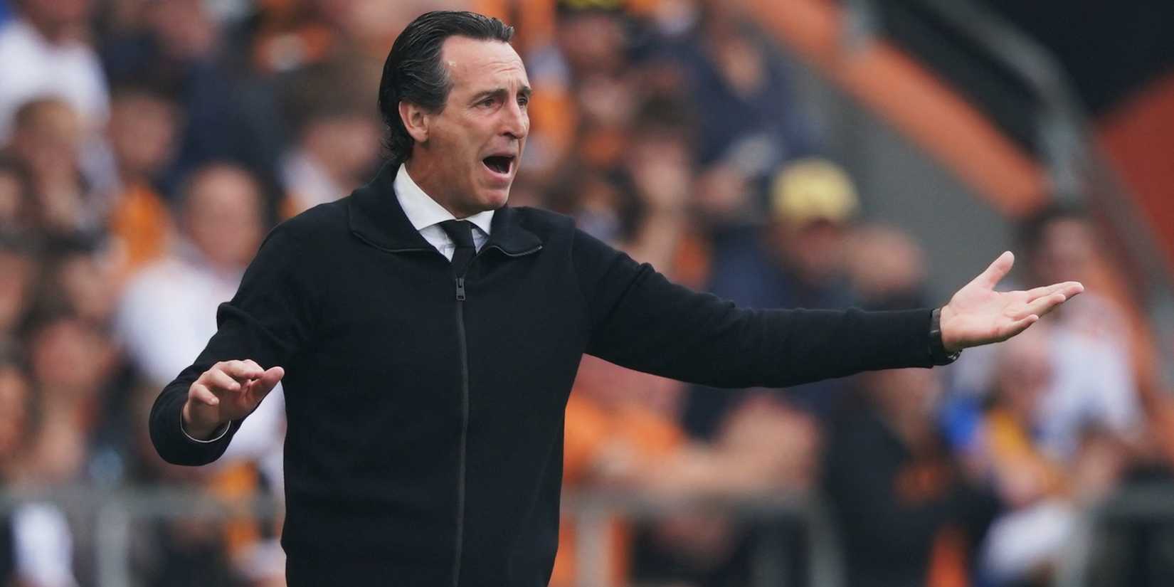 Aston Villa manager Unai Emery reacts