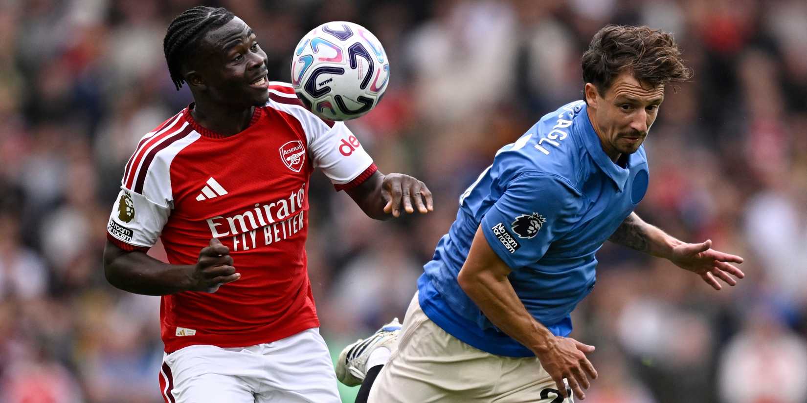 Bukayo Saka in action for Arsenal v Brighton