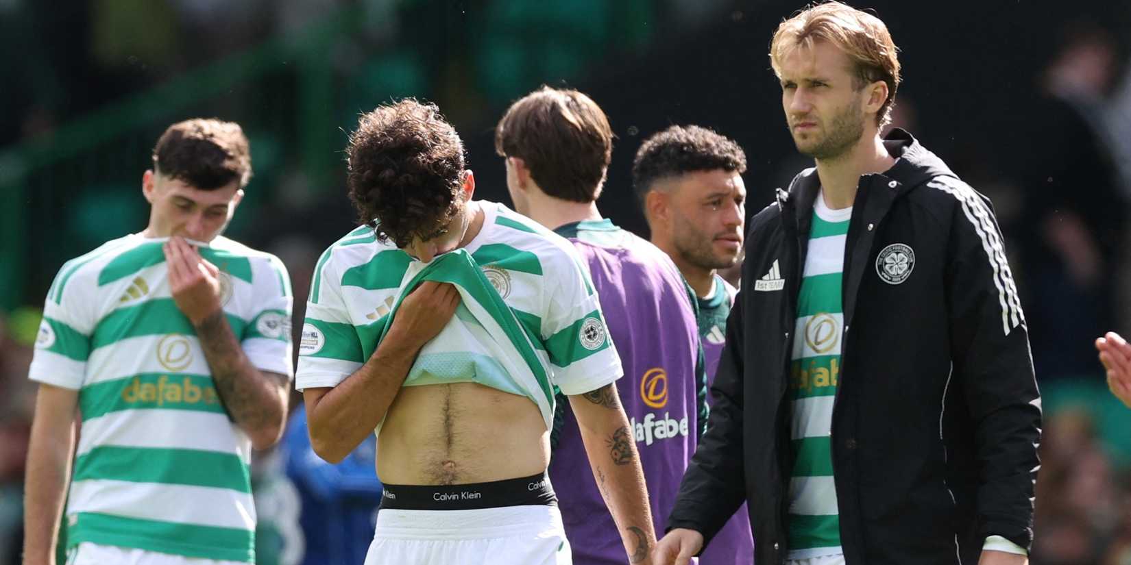 Celtic's Sebastian Tounekti looks dejected after the match