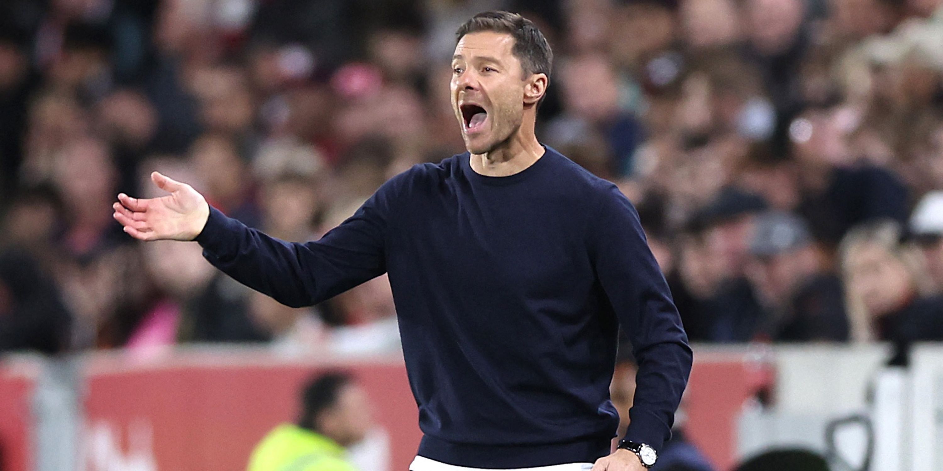 Chelsea manager Xabi Alonso reacts