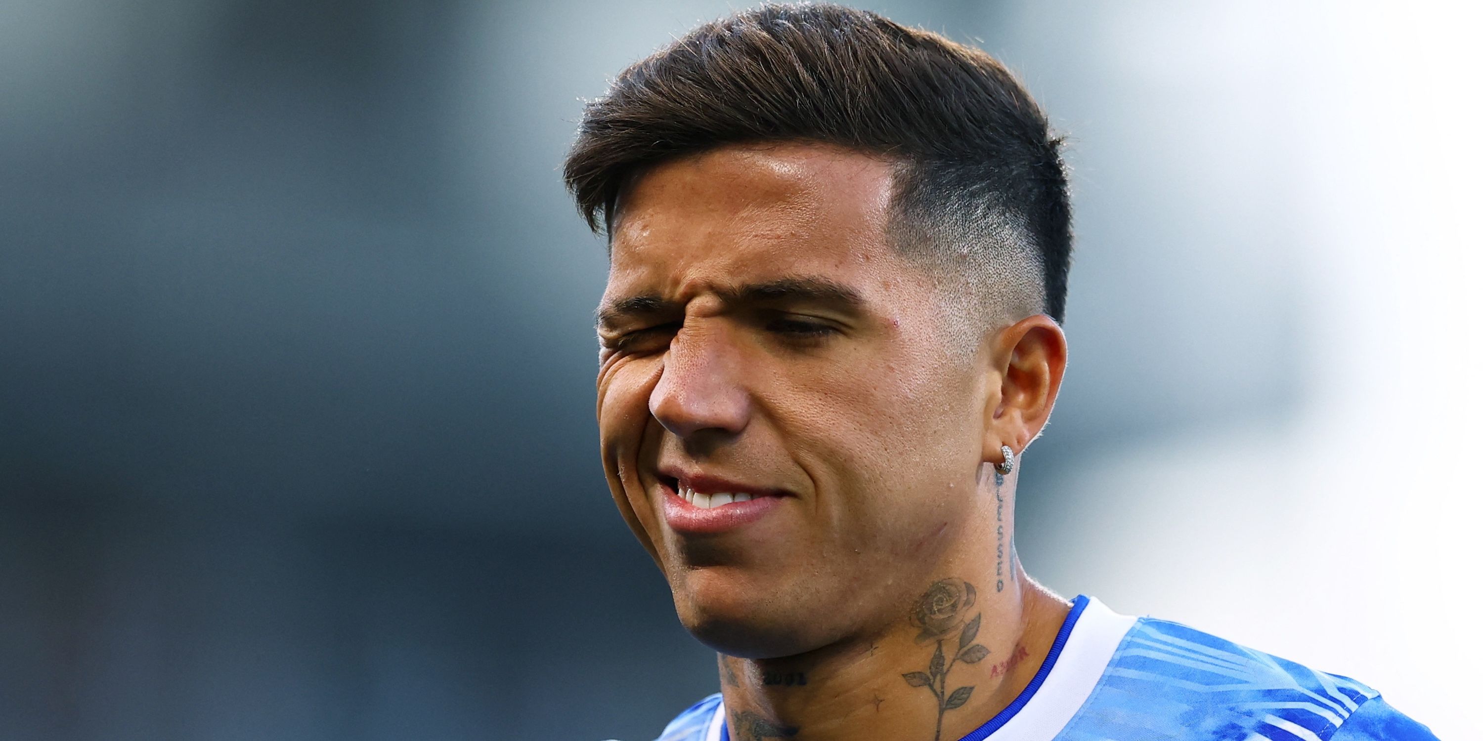 Chelsea's Enzo Fernandez during the warm up before the match