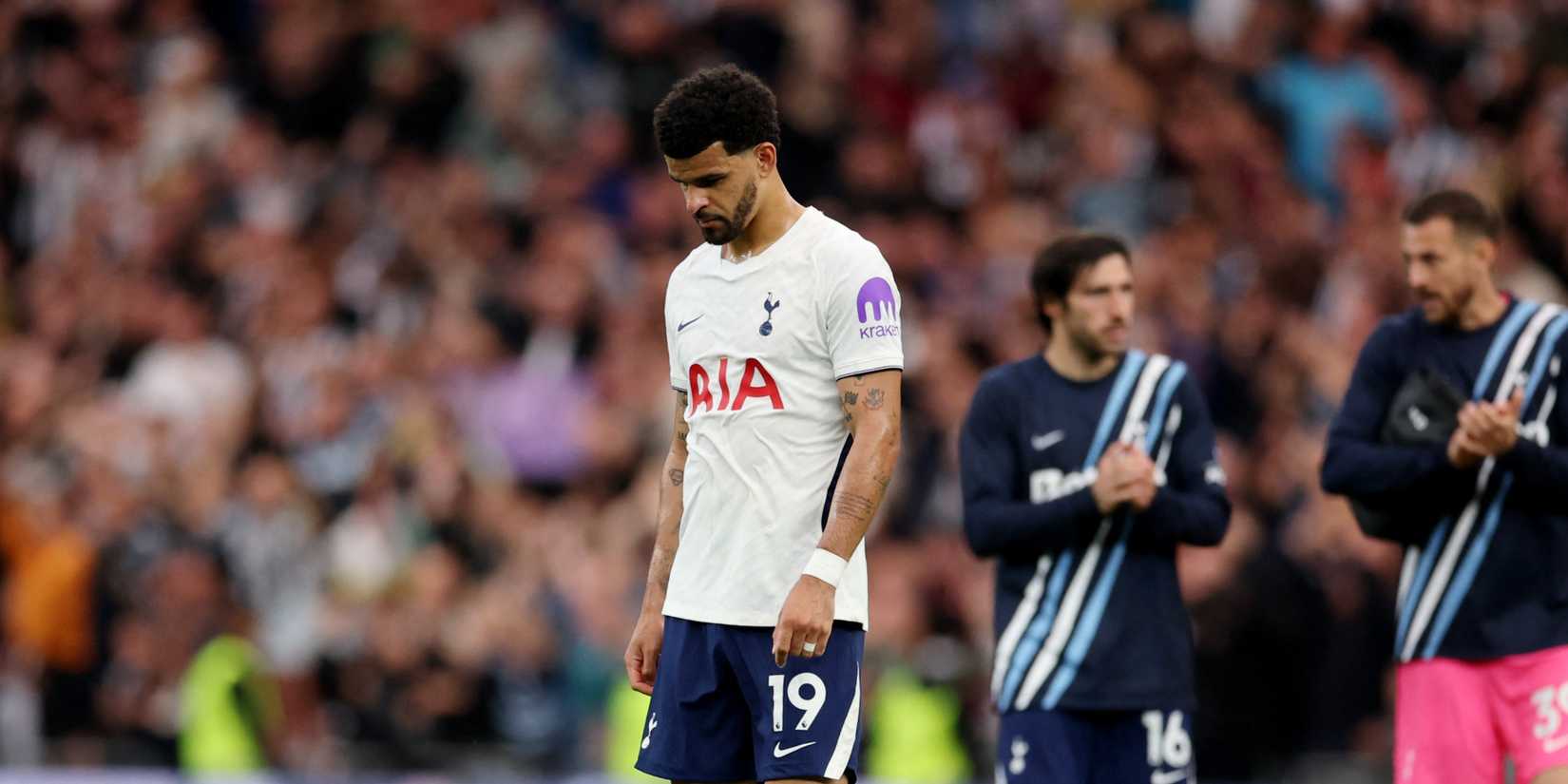 Dominic Solanke stands dejected