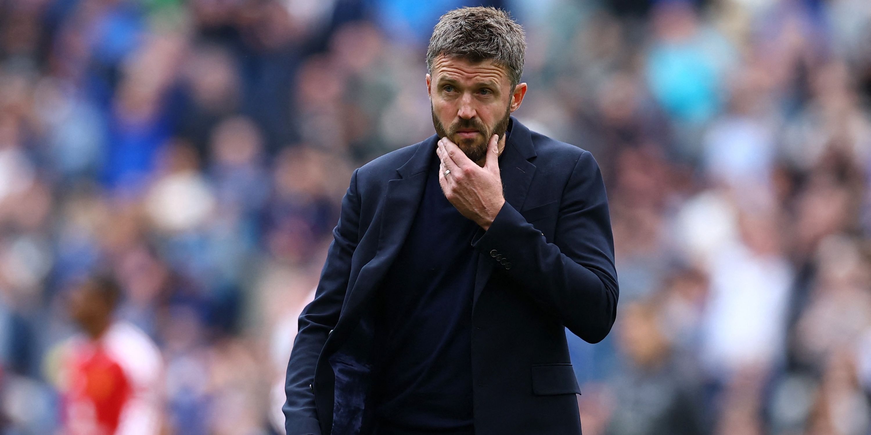Manchester United manager Michael Carrick looks dejected after the match