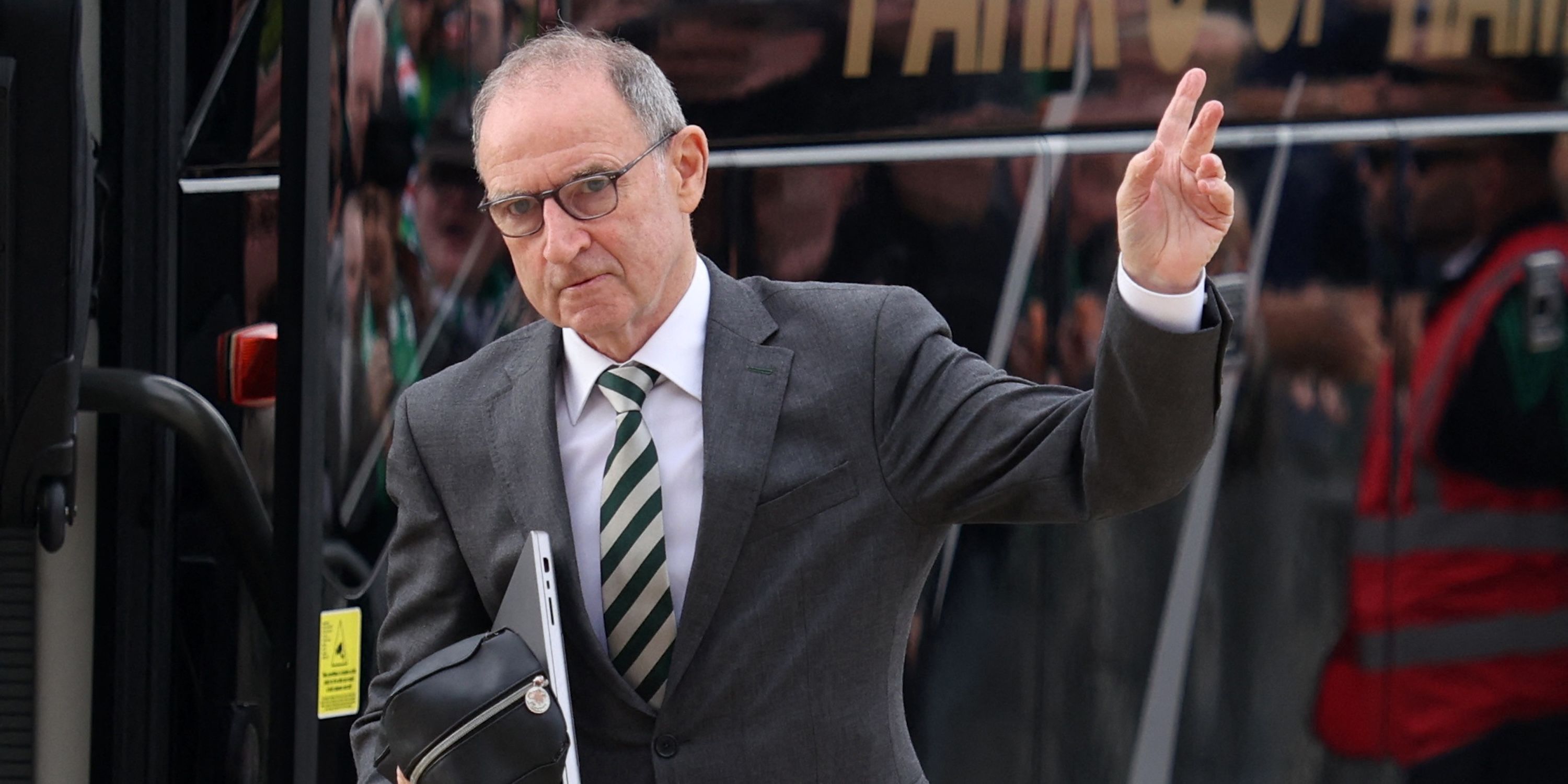 Celtic manager Martin O'Neill arrives at the stadium before the match