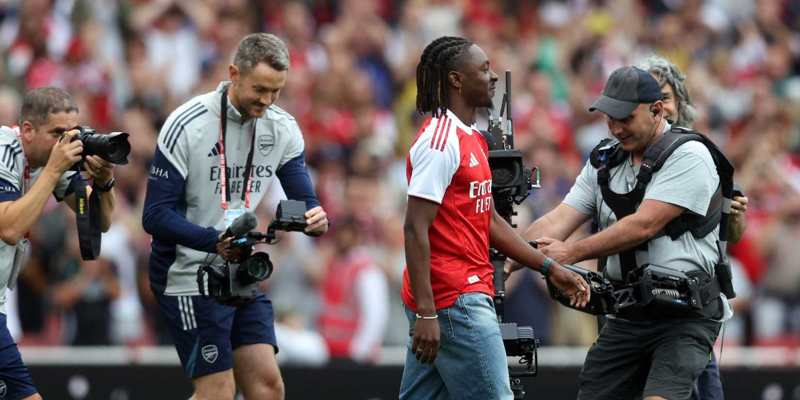 Eberechi Eze paraded to Arsenal fans