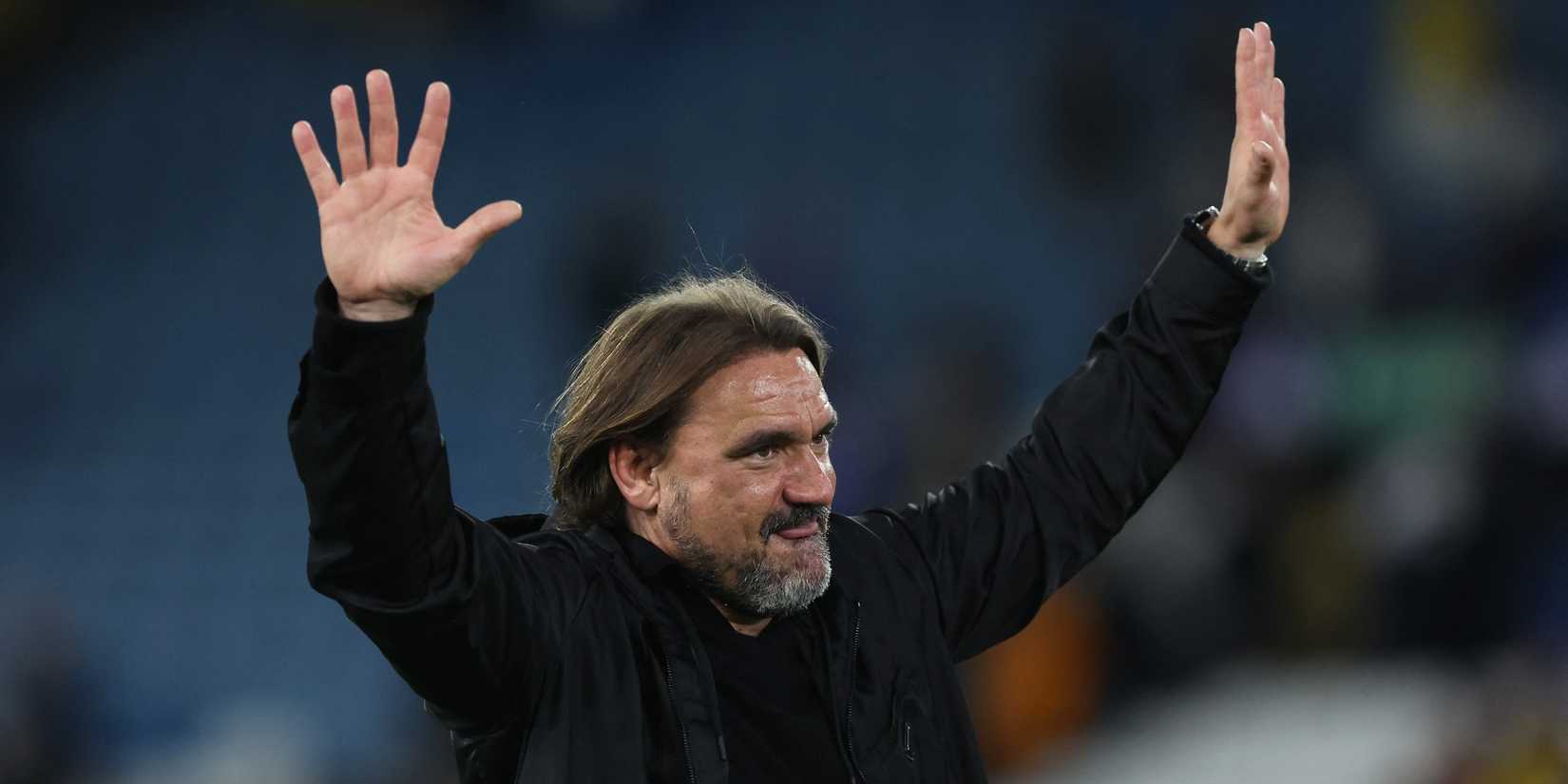 Leeds United manager Daniel Farke celebrates after the match