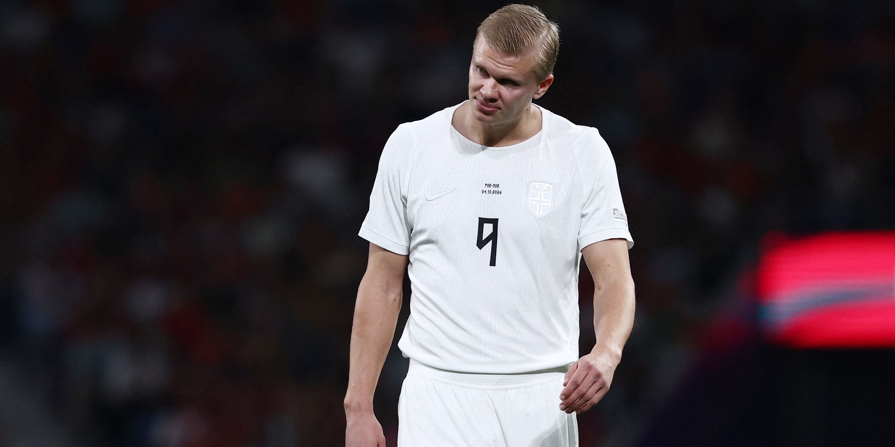 Norway's Erling Haaland reacts