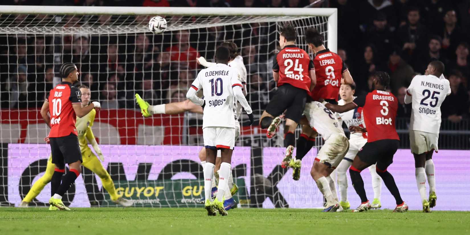 Stade Rennes' Esteban Lepaul scores their second goal